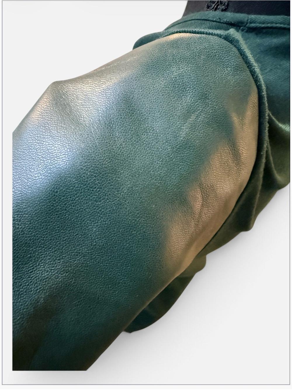 Hunter Bell New York Green Genuine Leather Sleeve Top Shirt Size - Picture 5 of 10